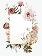 frame with roses and leaves 