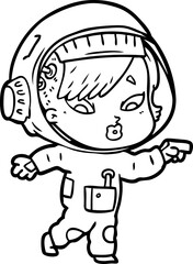 cartoon astronaut woman
