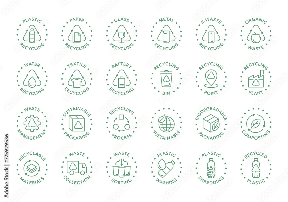 Poster recycling vector icon logo badge collection