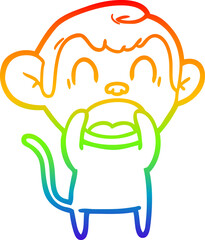 rainbow gradient line drawing of a shouting cartoon monkey