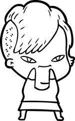 cute cartoon girl with hipster haircut