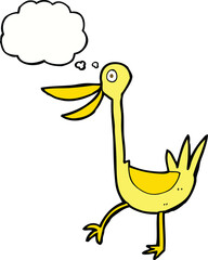 funny cartoon duck with thought bubble