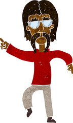 cartoon hippie man wearing glasses