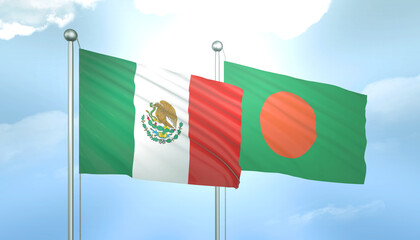 Mexico and Bangladesh Flag Together A Concept of Relations