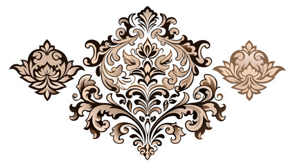 set-of-damask-ornamental-elements-elegant-vector illustration