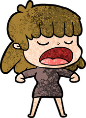 cartoon woman talking loudly