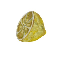 Lemon fruit yellow half a watercolor illustration