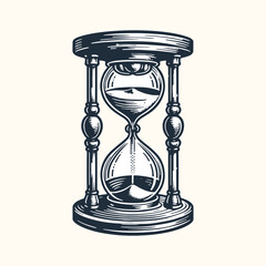Hourglass. Vintage woodcut engraving style vector illustration.