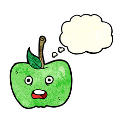 cartoon apple with thought bubble
