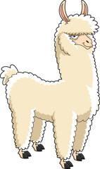 Fototapeta premium Llama Animal Cartoon Character. Vector Hand Drawn Illustration Isolated On Transparent Background