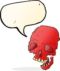 cartoon spooky skull with speech bubble