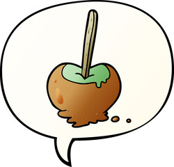 cartoon toffee apple with speech bubble in smooth gradient style