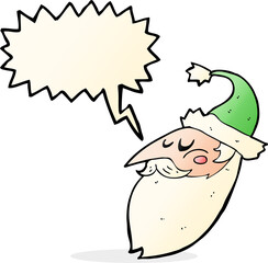 cartoon santa face with speech bubble