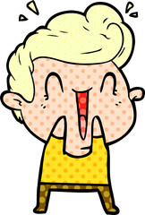 cartoon happy man laughing
