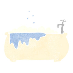 freehand retro cartoon bath