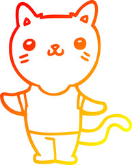 warm gradient line drawing of a cartoon cat