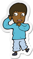 sticker of a cartoon frightened boy