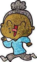 Obraz premium cartoon happy old woman