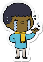 Obraz premium sticker of a cartoon man crying