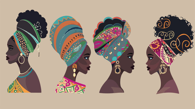 Fototapeta Posters with ethnic African women. Tribal boho styl