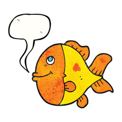 freehand speech bubble textured cartoon fish