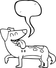 freehand drawn speech bubble cartoon panting dog