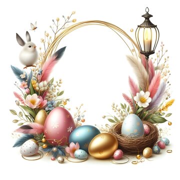 Beautiful easter background frame with copy space isolated on white hig coulety imigs