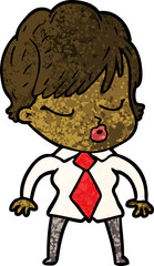 cartoon woman with eyes shut