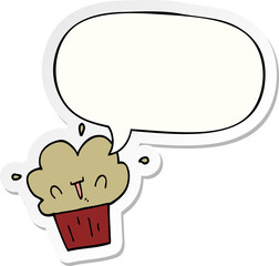 cartoon cupcake with speech bubble sticker