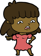 cartoon worried woman
