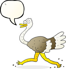 freehand drawn speech bubble cartoon ostrich