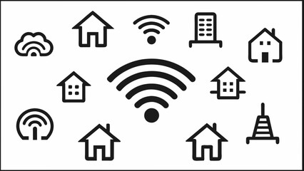 wireless-technology-web-icons-set-vector Illustration