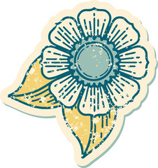 iconic distressed sticker tattoo style image of a flower