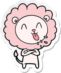 sticker of a happy cartoon lion