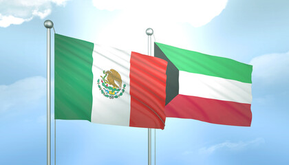Mexico and Kuwait Flag Together A Concept of Relations