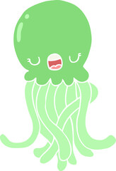 flat color style cartoon jellyfish