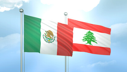 Mexico and Lebanon Flag Together A Concept of Relations