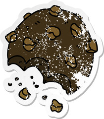 distressed sticker of a quirky hand drawn cartoon cookie