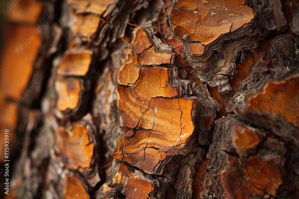 Poster detailed view of a pine tree trunk, suitable for nature themes
