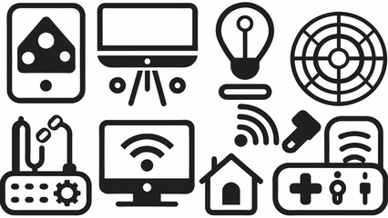 wireless-technology-web-icons-set-vector Illustration