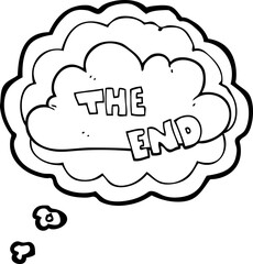 freehand drawn thought bubble cartoon The End symbol
