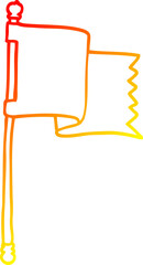 warm gradient line drawing of a cartoon waving flag