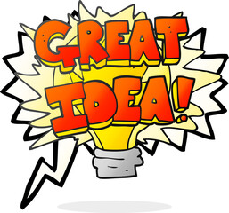 freehand drawn speech bubble cartoon great idea light bulb symbol