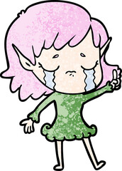 cartoon crying elf girl