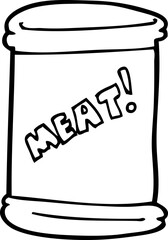 line drawing cartoon can of meat