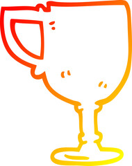 warm gradient line drawing of a cartoon gold cup