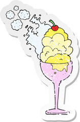 retro distressed sticker of a cartoon cold ice cream