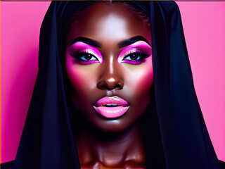 Gorgeous Black Women Against Pink Background(Generative AI)