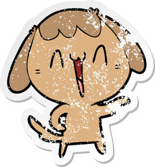 distressed sticker of a cute cartoon dog