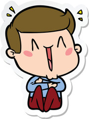 sticker of a cartoon happy man